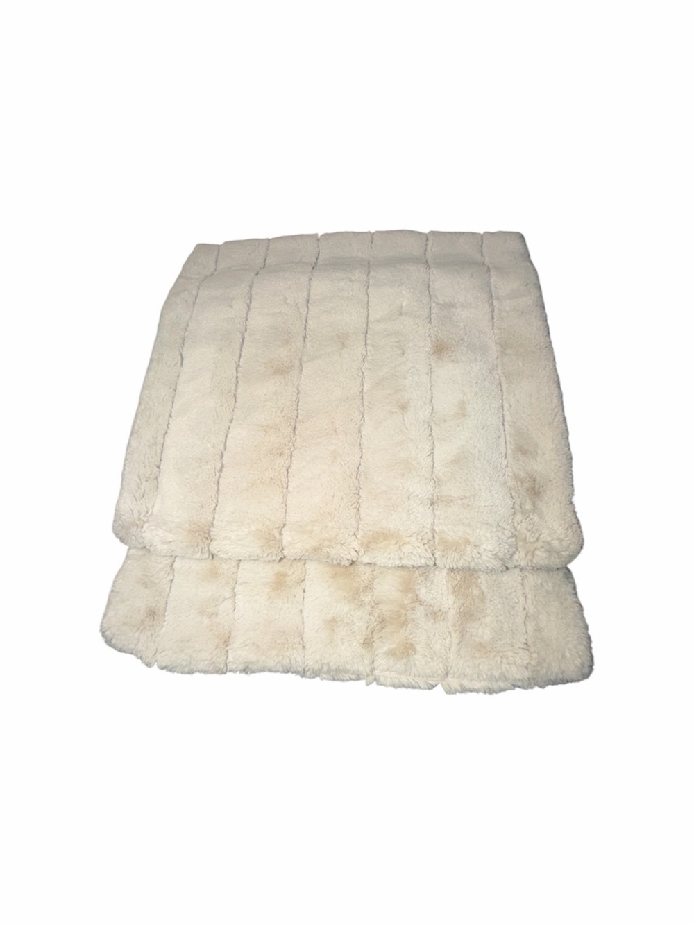 CB2 Channel Faux Fur Pillow Covers Set of 2 Oat Cream 18x18 Covers Only
